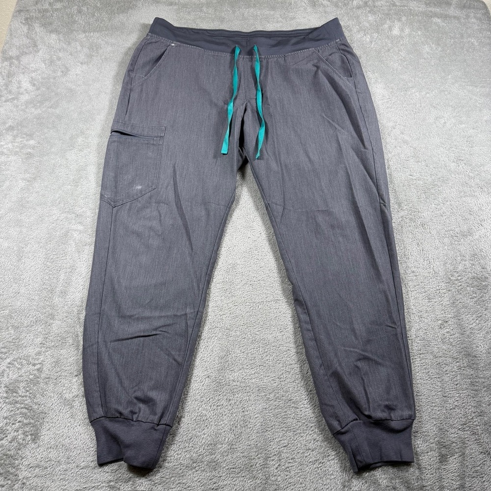 FIGS Zamora Scub Pants Womens XL Gray Jogger Tech Collection‎ Cargo Stretch
